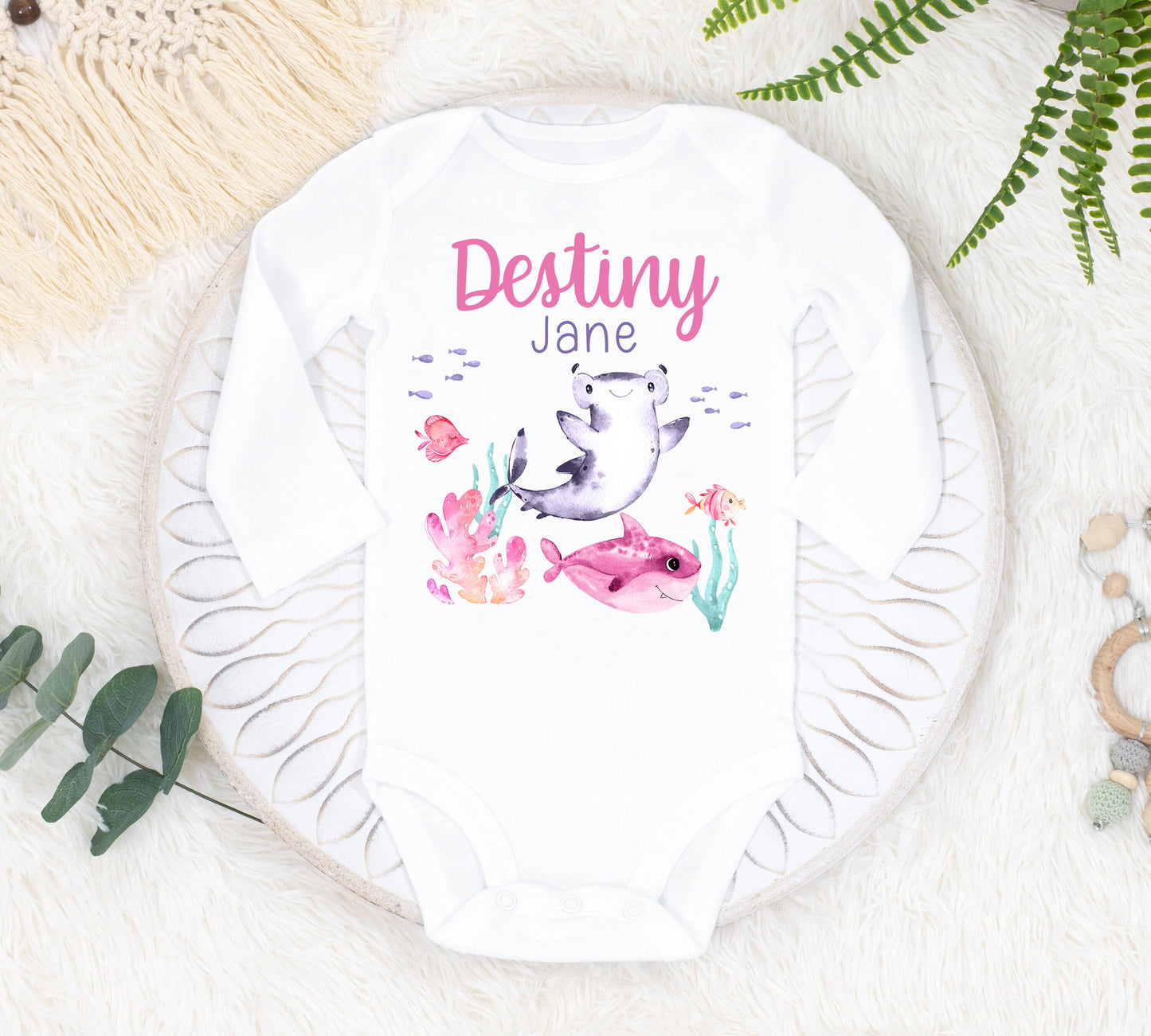 Girl Shark Baby Bodysuit, O3