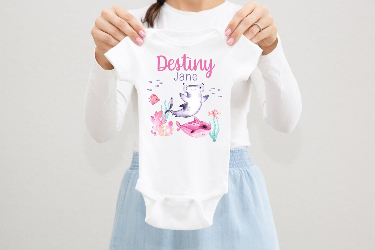 Girl Shark Baby Bodysuit, O3