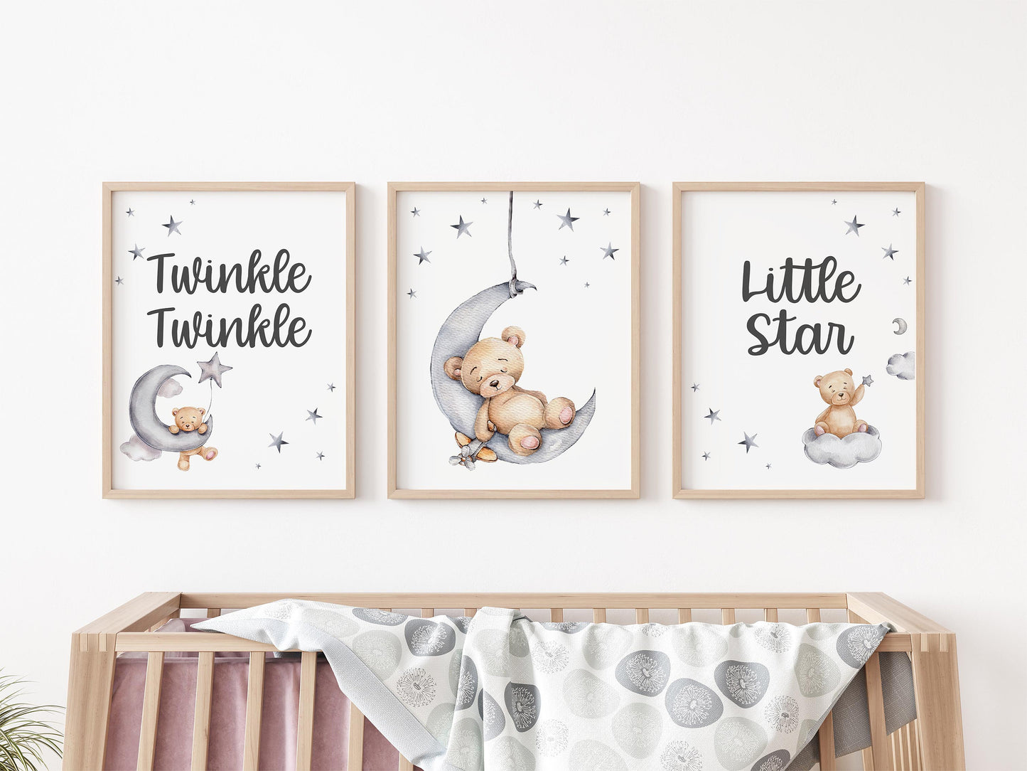 Bear Moon Nursery Wall Art Poster, B28