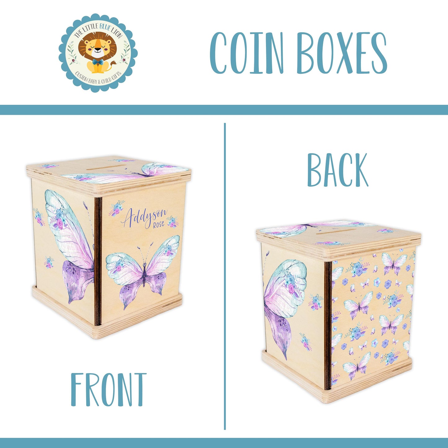 Purple Butterfly Personalized Piggy Bank, F70