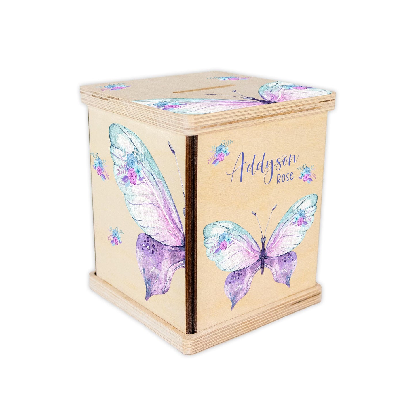 Purple Butterfly Personalized Piggy Bank, F70