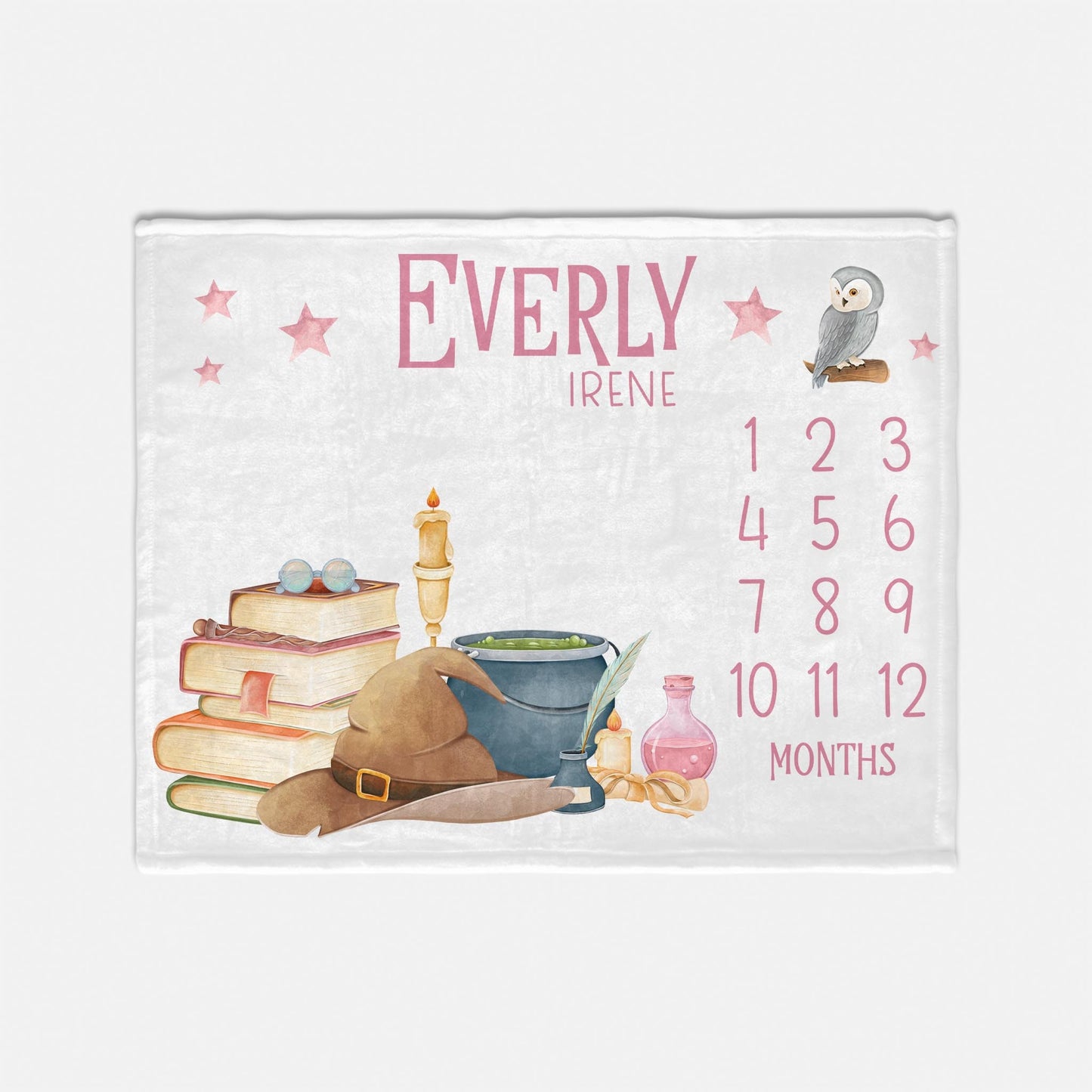 Wizard Baby Milestone Blanket, Girl, Fantasy Nursery Theme B53