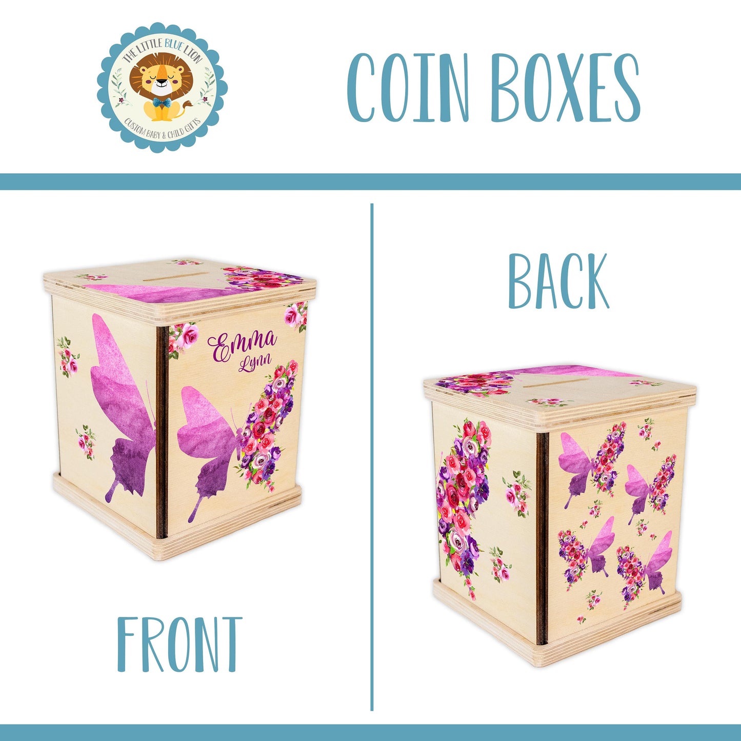 Purple Butterfly Personalized Coin Bank, G7