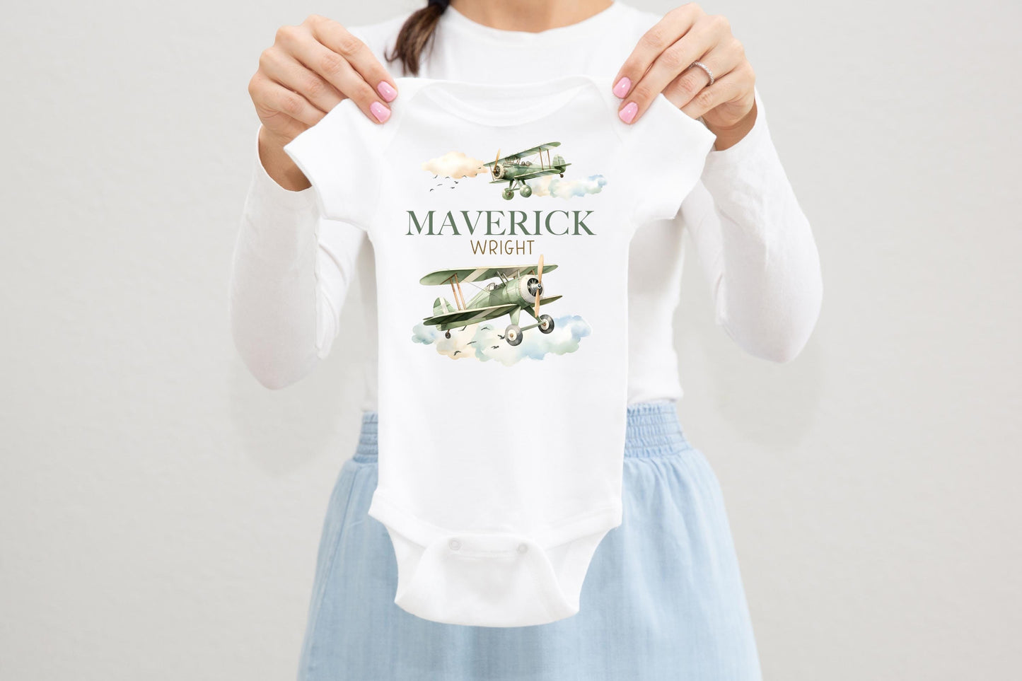 Airplane Baby Bodysuit, Pregnancy Reveal Baby Shirt, T68