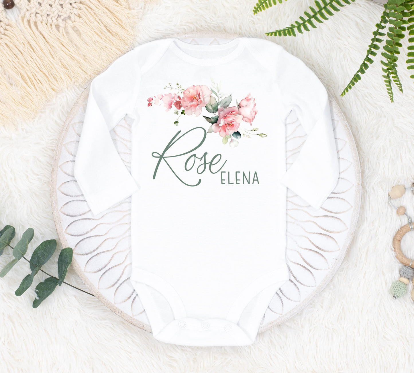 Pink Roses Baby Bodysuit, F104
