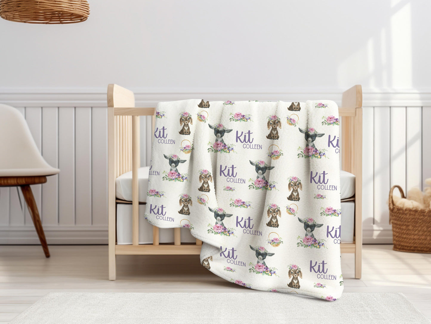 Goat Swaddle Set, Floral Farm C16