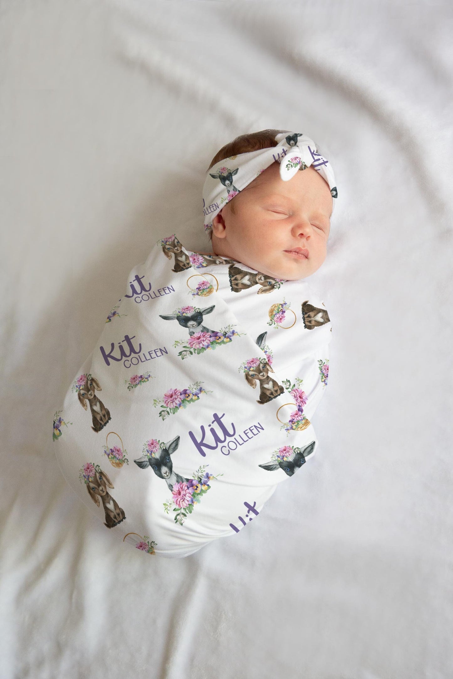 Goat Swaddle Set, Floral Farm C16