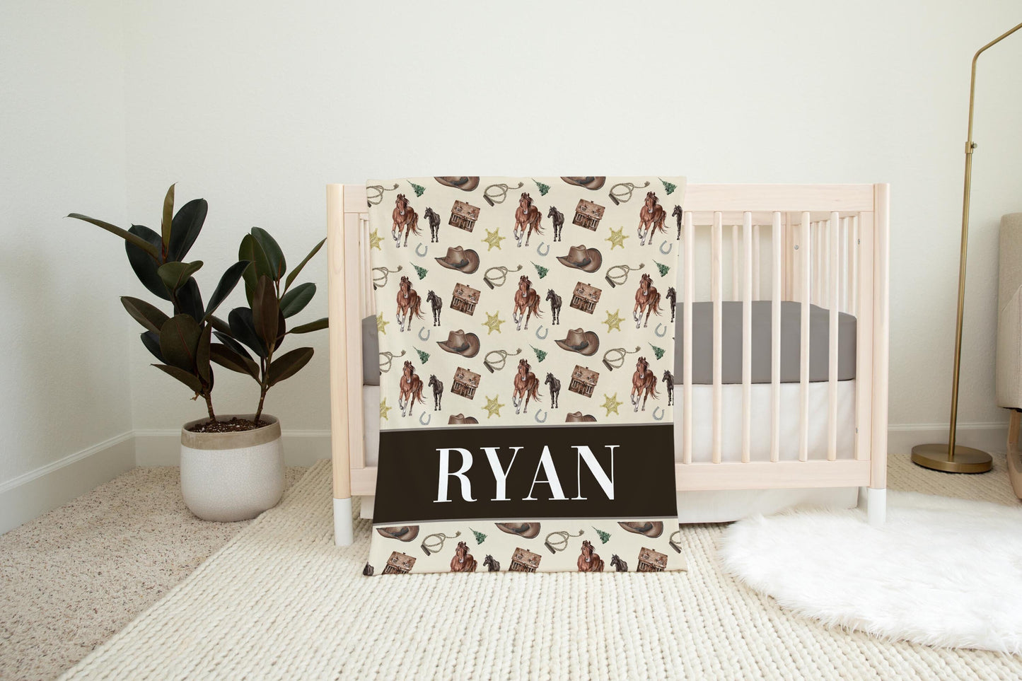 Personalized Cowboy Baby Blanket C36