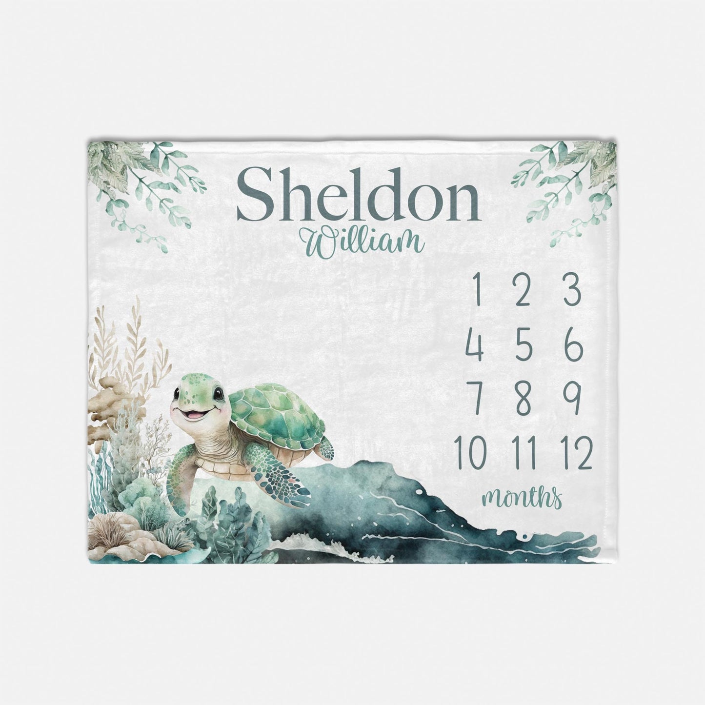 Turtle Milestone Blanket, Sea Life Nursery O45
