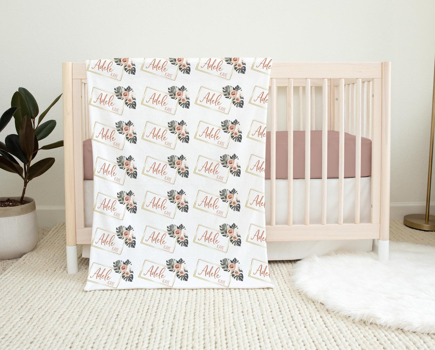 Tropical Boho Palm Floral Girl Swaddle Blanket, F29