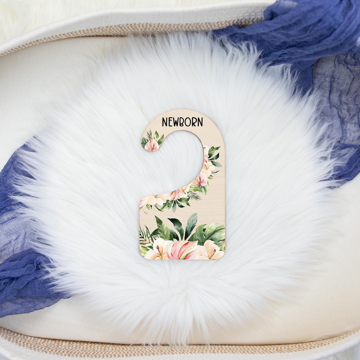 Tropical Floral Wood Clothing Dividers, Hibiscus Palm Girl