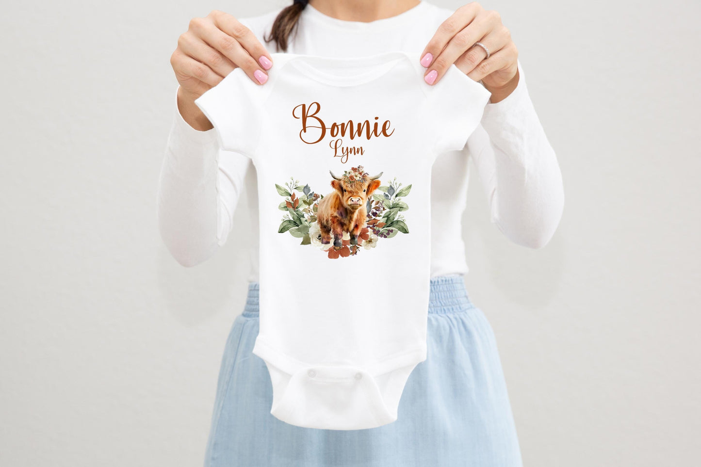 Highland Cow Baby Bodysuit, Girl C52