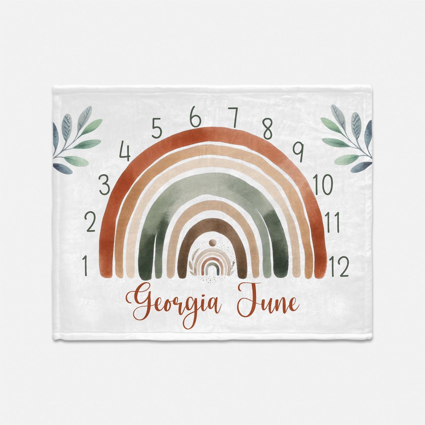 Neutral Rainbow Milestone Blanket, Boho, T76