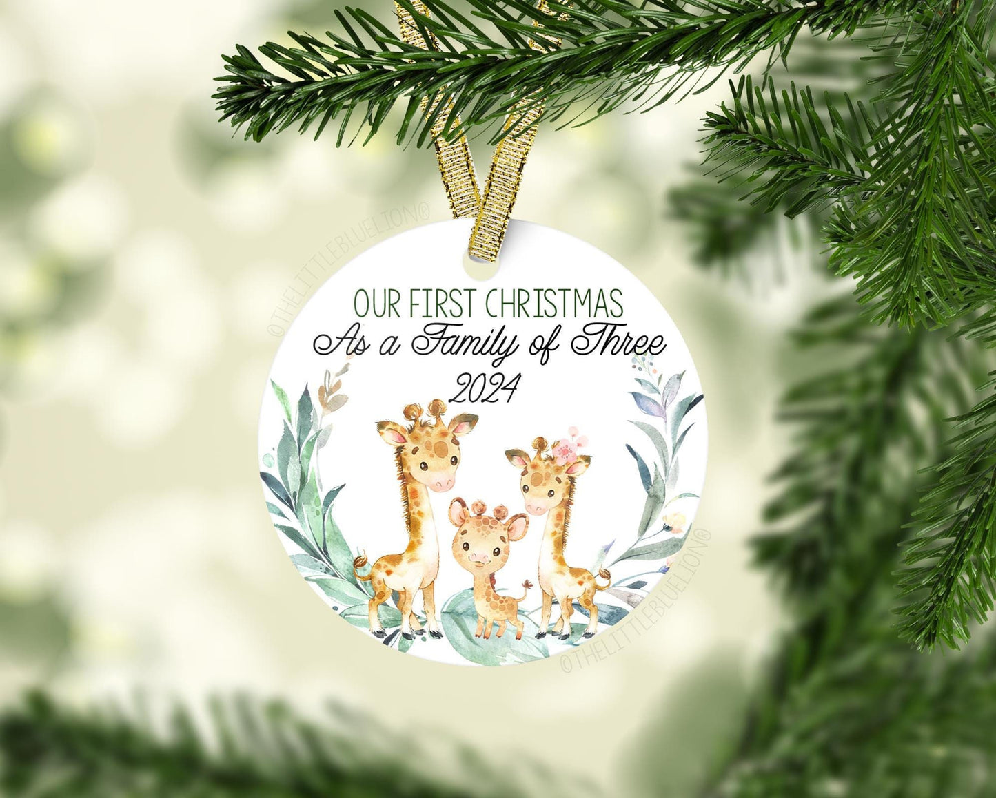 Giraffe, Our First Christmas As A Family Of Three Ornament