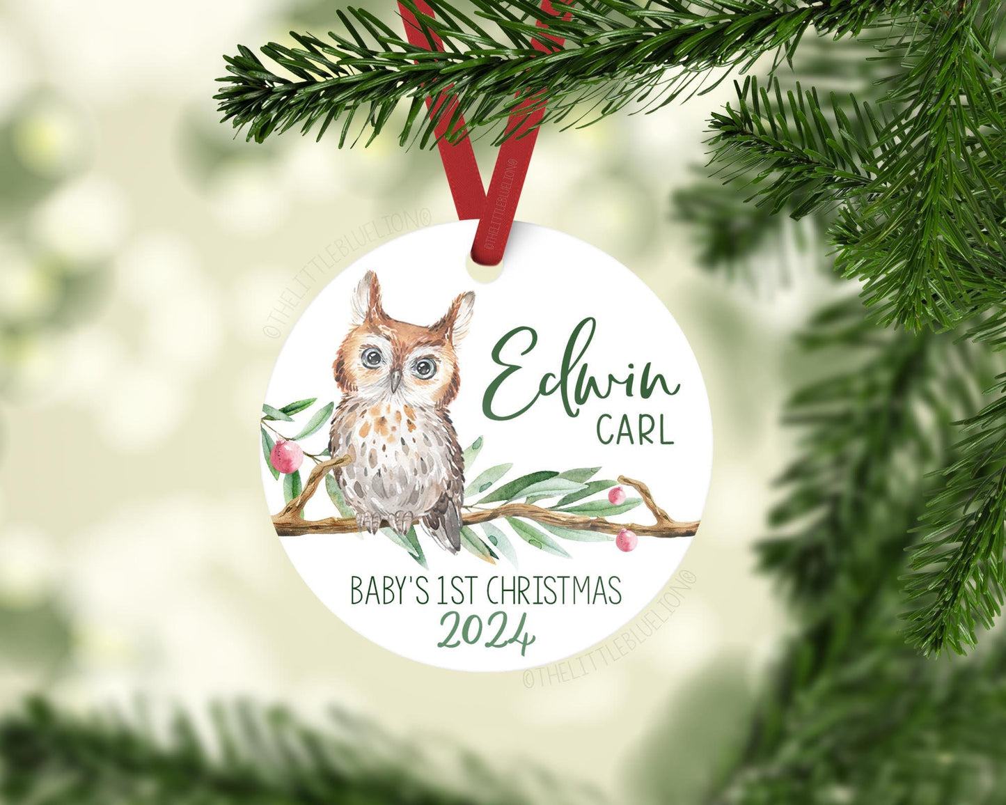 Woodland Owl Baby's 1st Christmas Ornament, W37