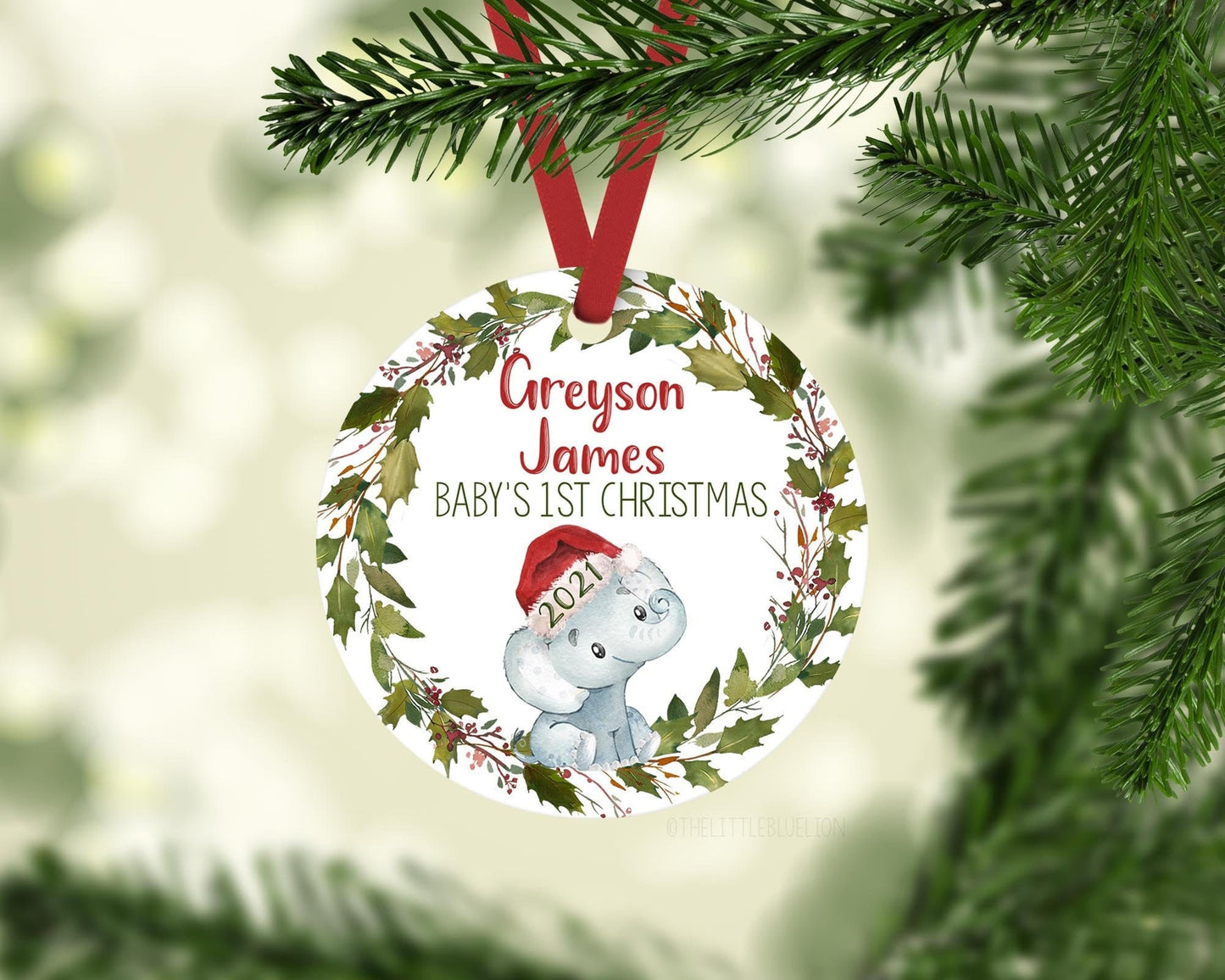 Elephant Santa Baby Ornament