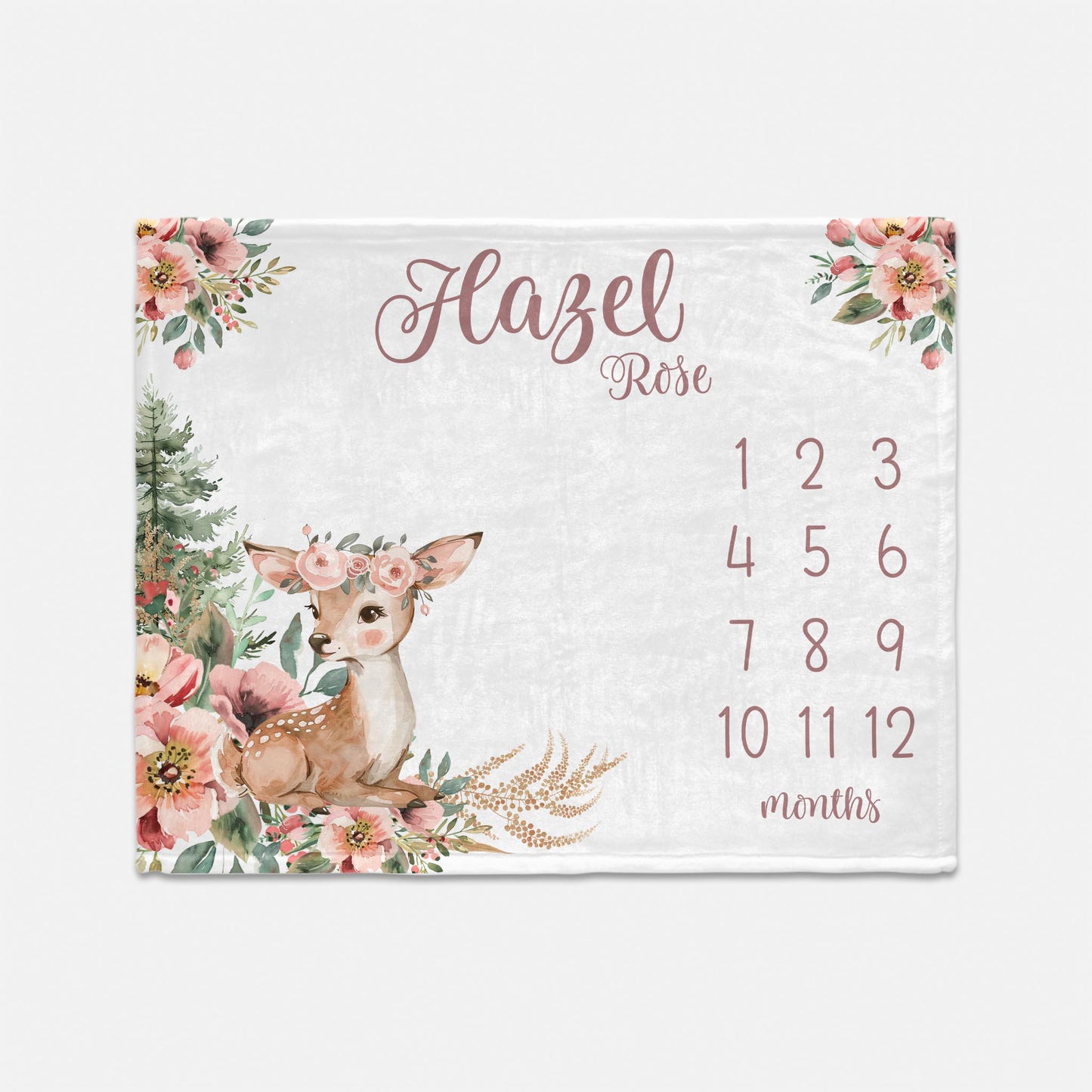 Boho Deer Girl Milestone Blanket, W68