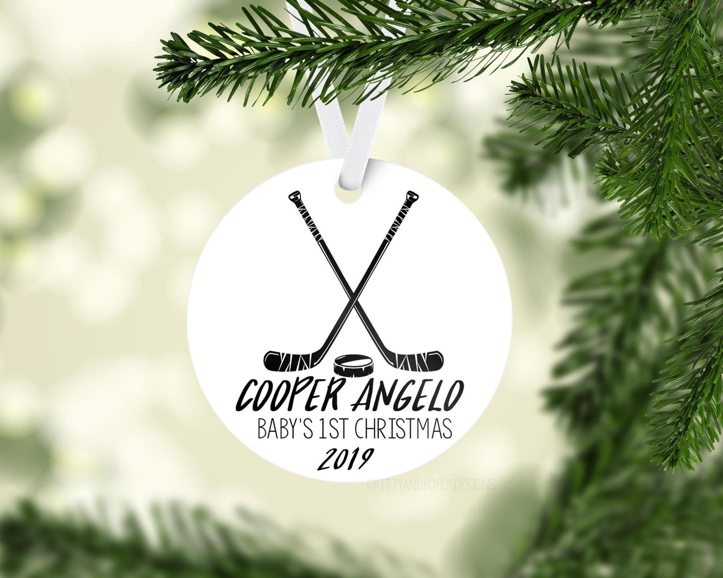 Hockey Baby First Christmas Ornament