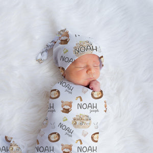 Noah's Ark Baby Swaddle Blanket