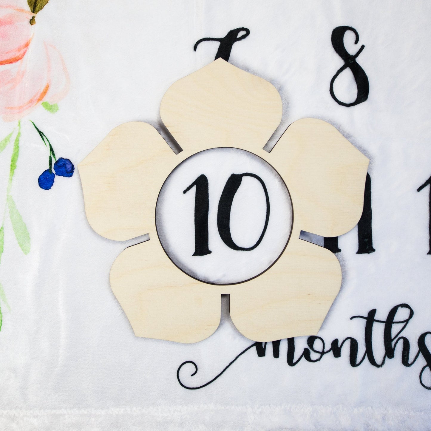 Girl Baby Milestone Blanket, Floral Wreath