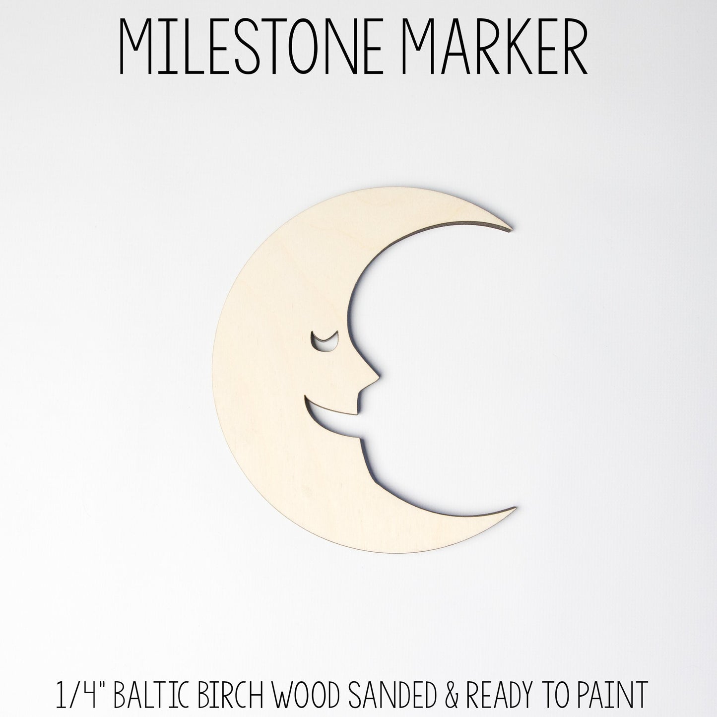 Crescent Moon Face Wooden Milestone Marker