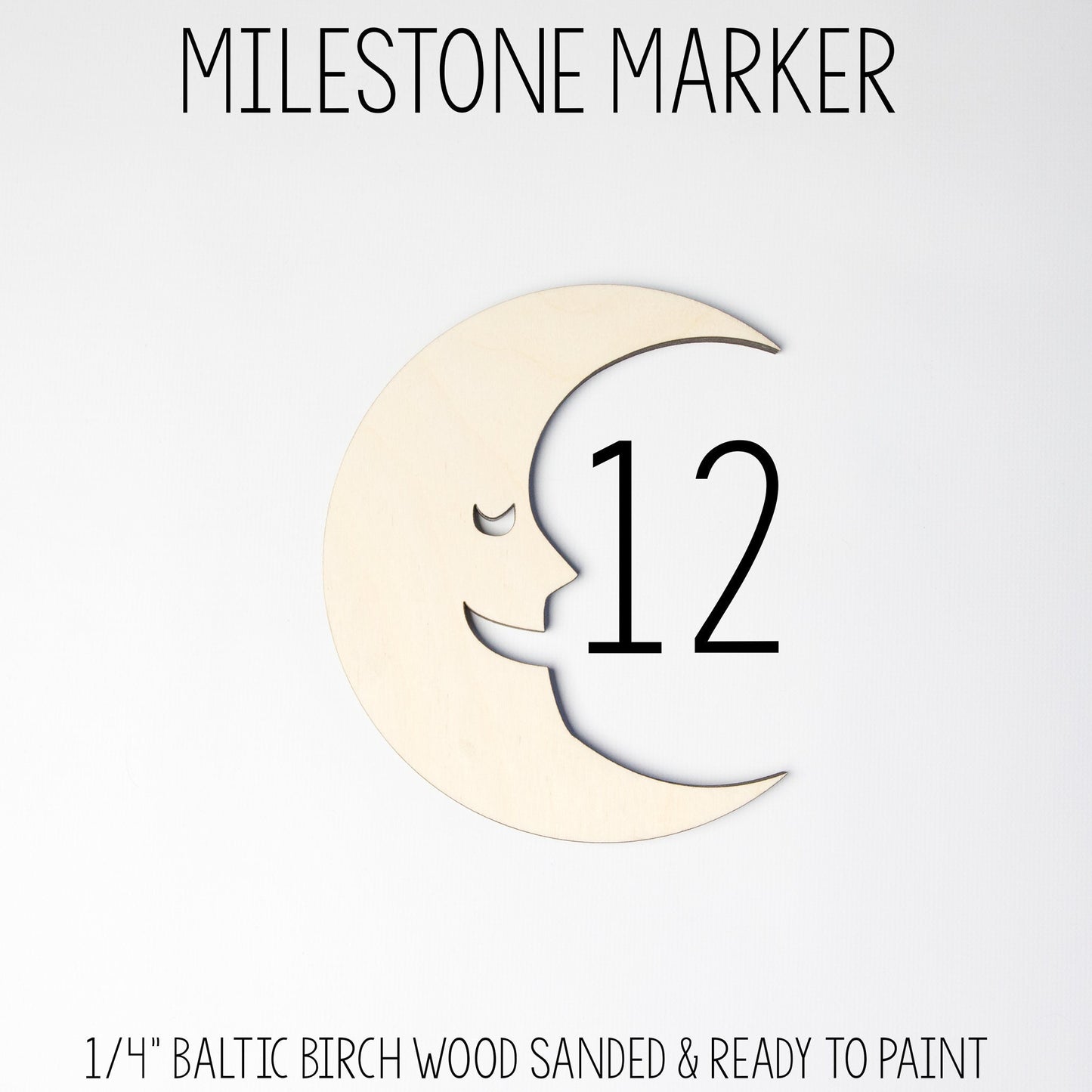 Crescent Moon Face Wooden Milestone Marker