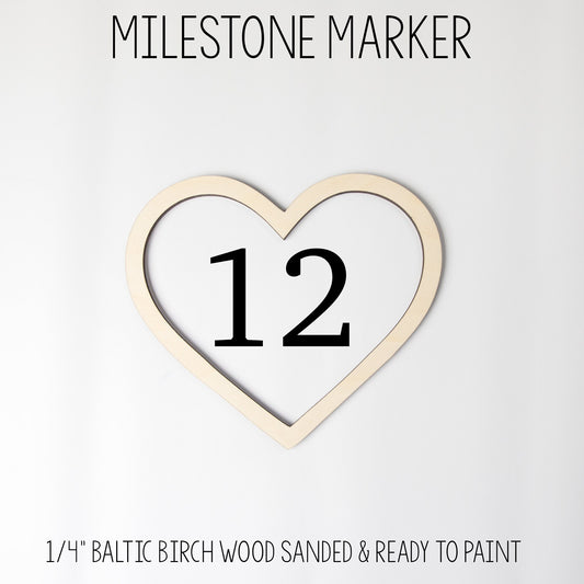 Heart Milestone Marker, Birch