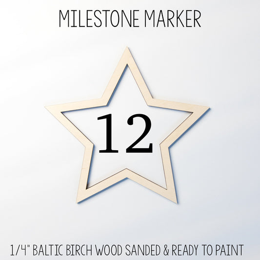 Star Milestone Marker, Baltic Birch Wood Photo Prop