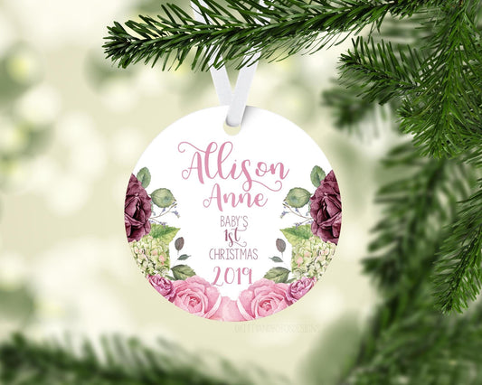 Rose Baby 1st Christmas Ornament