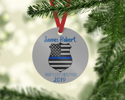 Police Baby First Christmas Ornament, B17