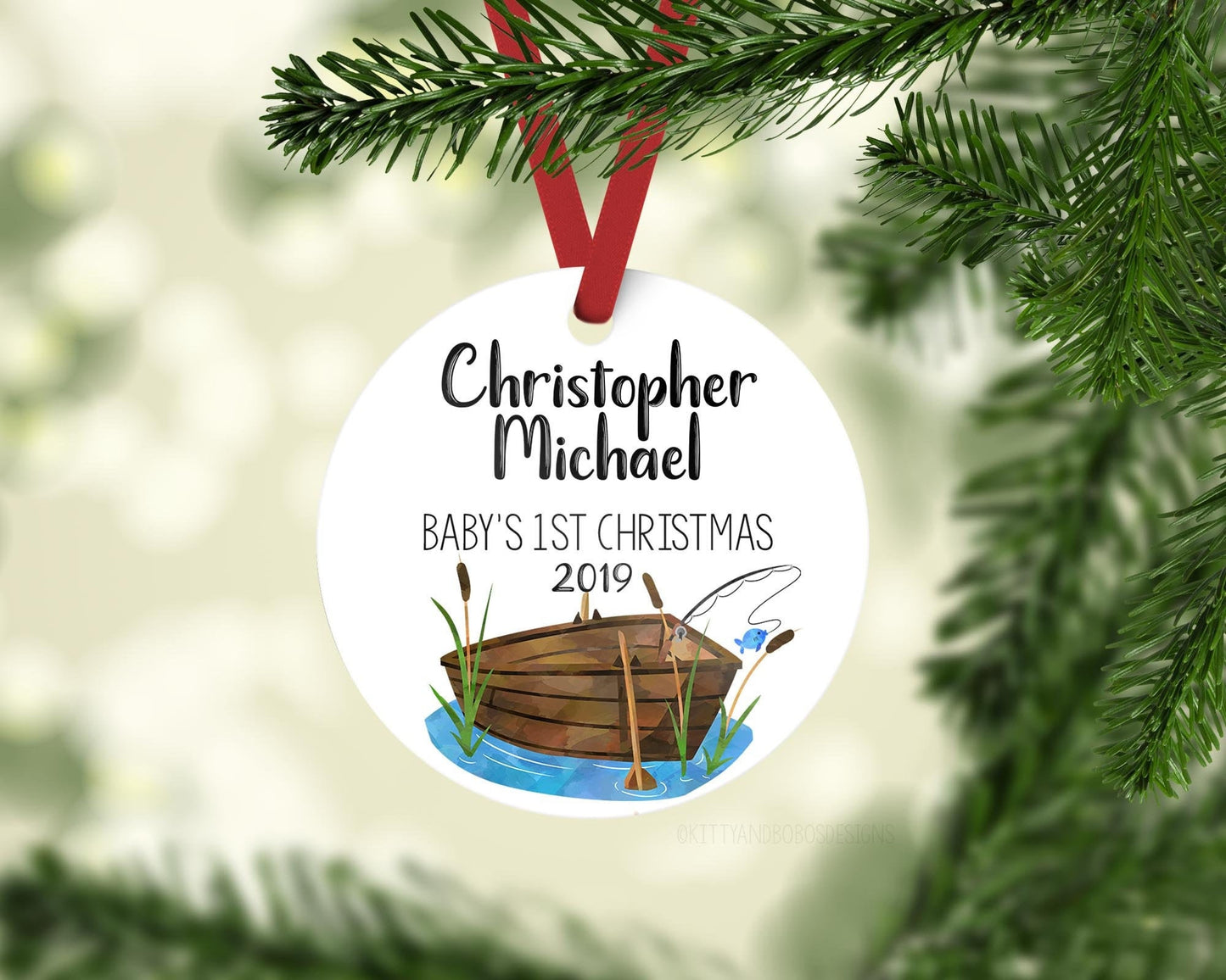 Fishing Baby First Christmas Ornament, O13