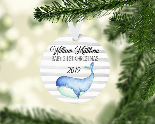 Whale Baby First Christmas Ornament, O12