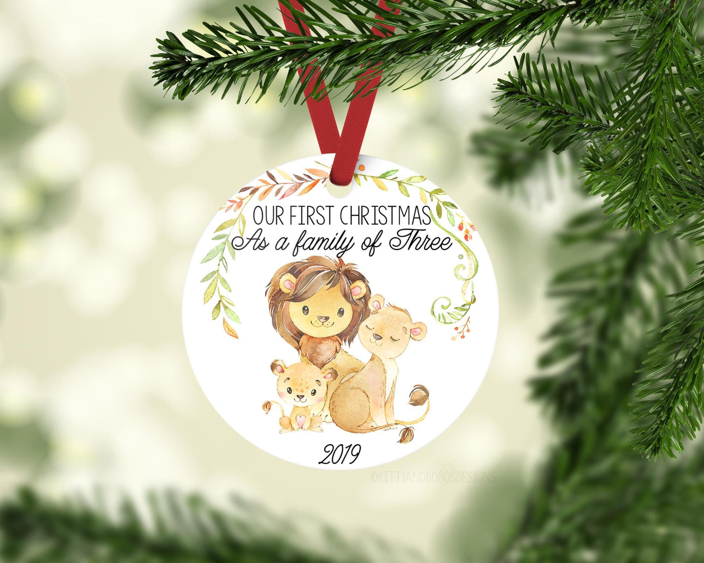 Lion, Our First Christmas As A Family Of Three Ornament