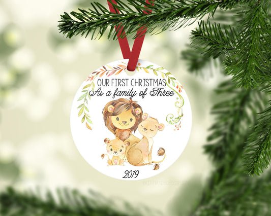 Lion, Our First Christmas As A Family Of Three Ornament