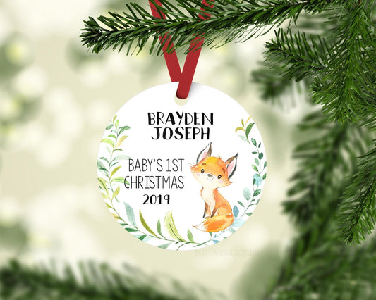 Fox Baby First Christmas Ornament