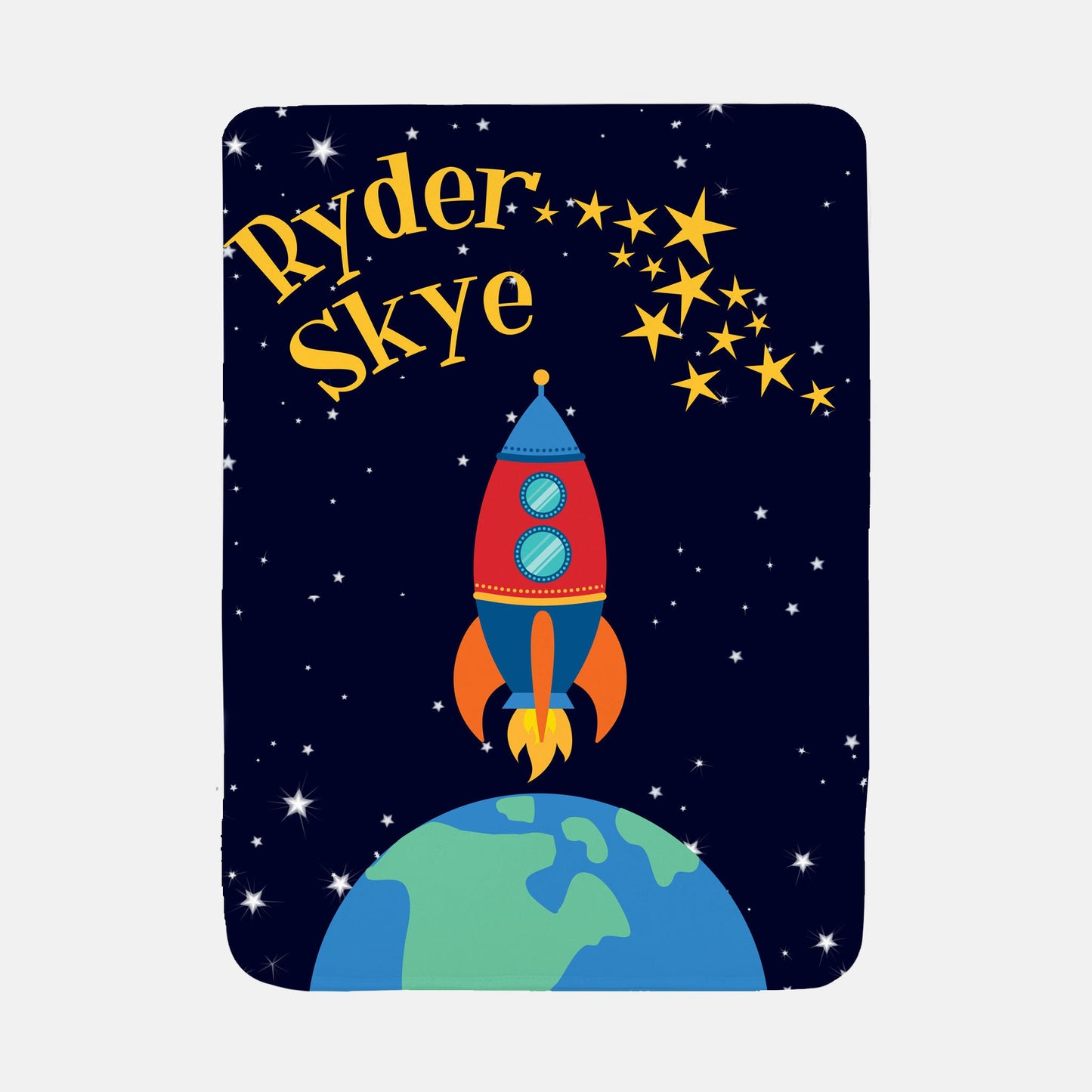 Rocket Personalized Outer Space Baby Blanket