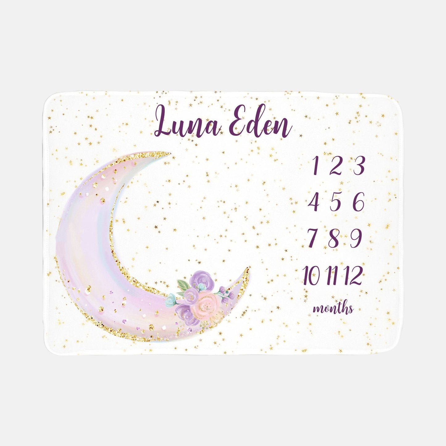 Luna Moon and Stars Baby Milestone Blanket, Girl T8