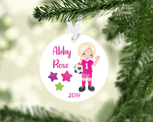 Girl Soccer Player Christmas Ornament