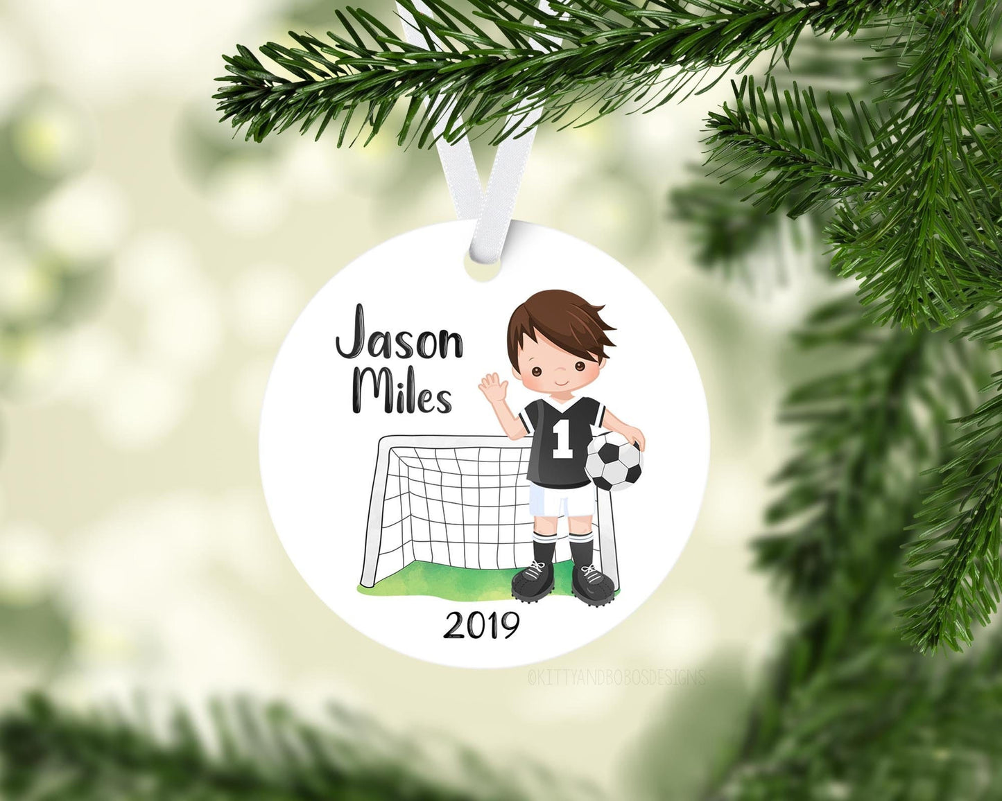 Boy Soccer Player Christmas Ornament