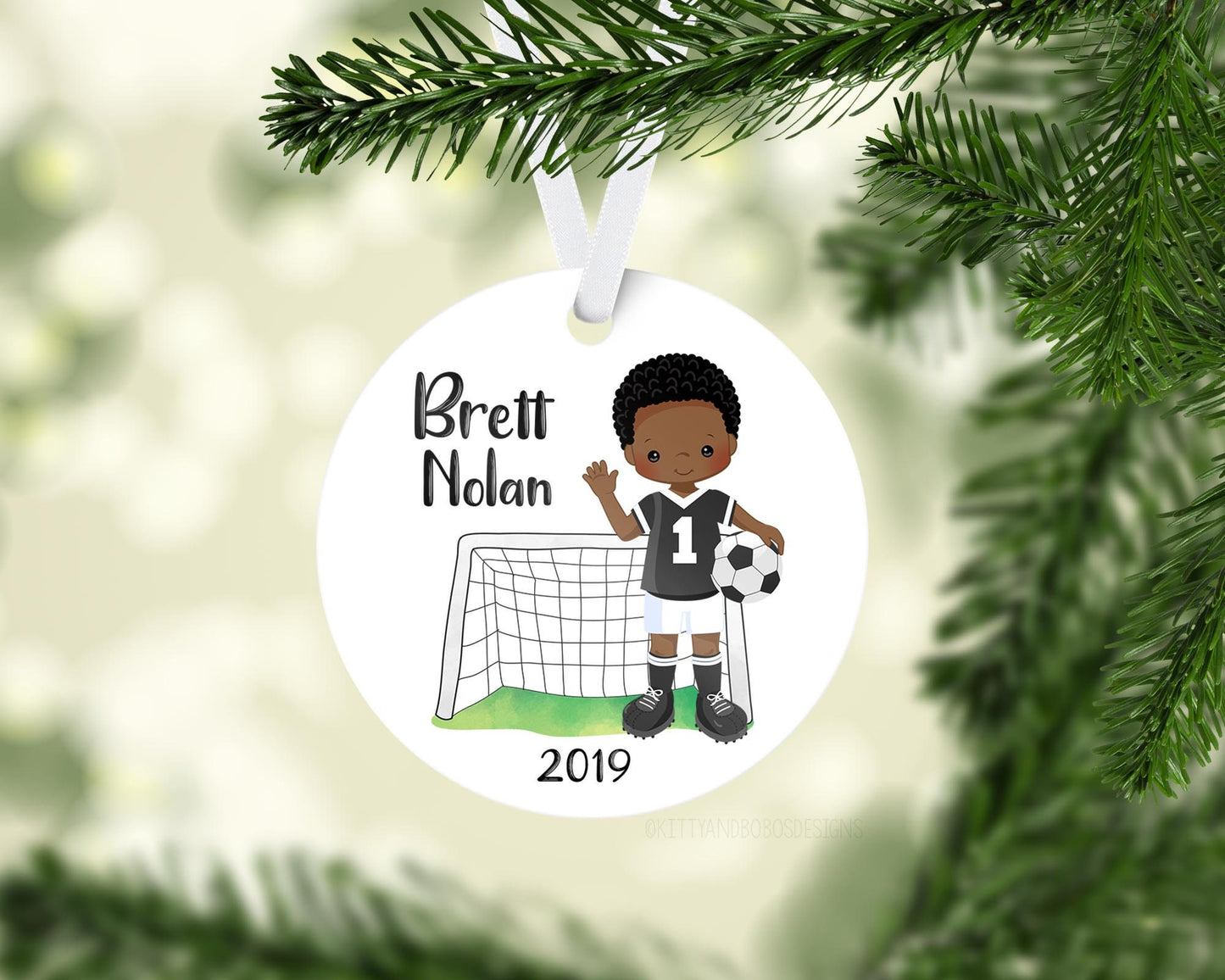 Boy Soccer Player Christmas Ornament