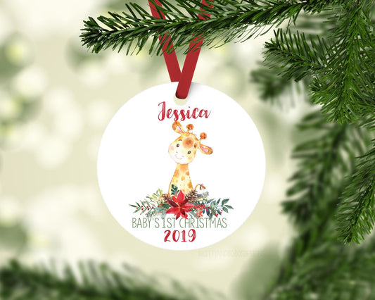 Giraffe Baby 1st Christmas Ornament