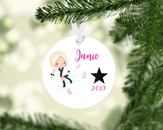 Girl Karate Christmas Ornament