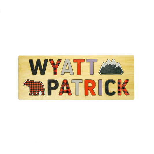 Bear and Mountain Wooden Name Puzzle