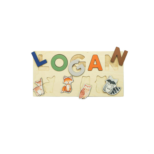 Woodland Name Puzzle, Deer Fox Owl Raccoon Puzzle