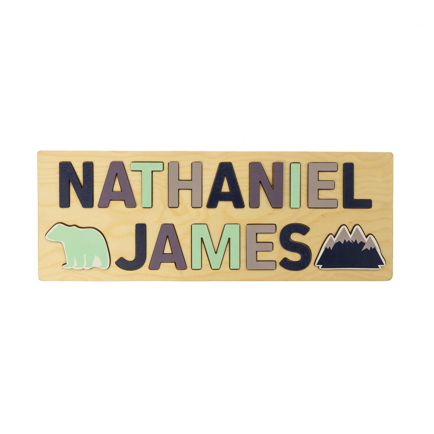 Bear and Mountain Wooden Name Puzzle