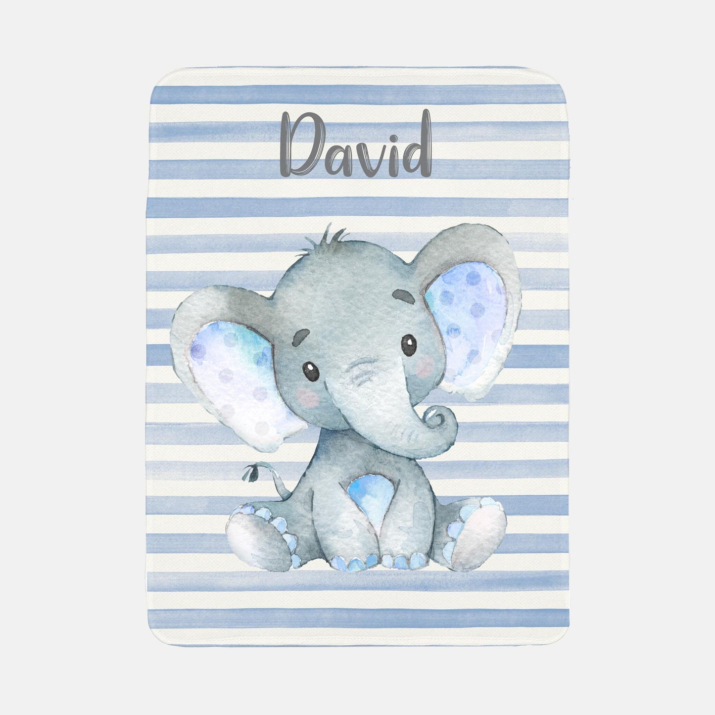 Blue Elephant Personalized Baby Boy Blanket