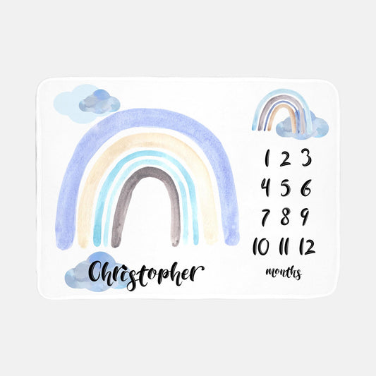 Blue Rainbow Milestone Blanket, T29