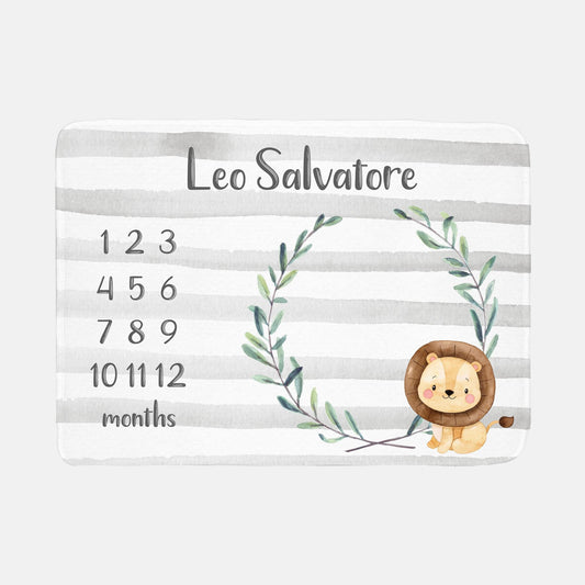 Lion Baby Milestone Blanket, Boy