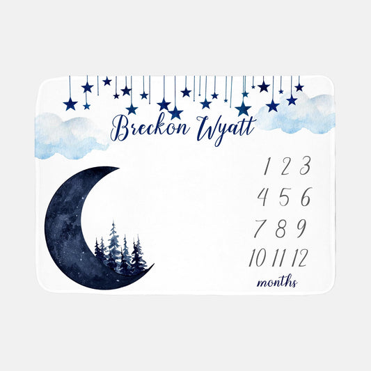 Moon and Stars Baby Milestone Blanket, Luna T15