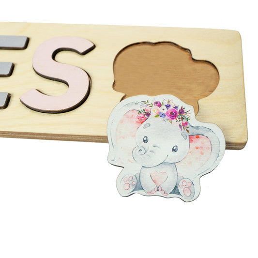 Elephant Wooden Name Puzzle